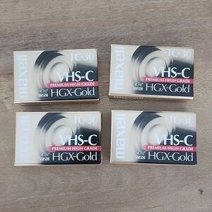 Maxell VHS-C HGX-GOLD TC-30 Blank Camcorder Videotapes – 4 Pack – NWT